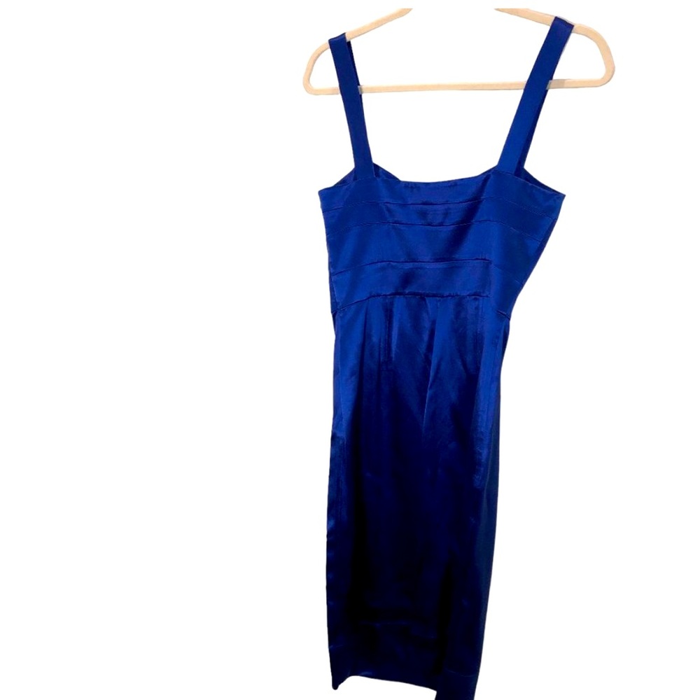 diane von furstenberg ASNEW electric royal blue 100% silk satin bodycon BADDIE 4